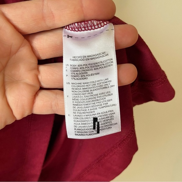 Reebok PlayDry Maroon Red Athletic T-Shirt Men’s Medium Polyester Cotton Retro - Picture 5 of 10